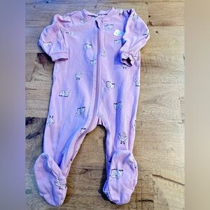 Pekkle Purple Sheep Print Kids One Piece footies pyjama size 9 months